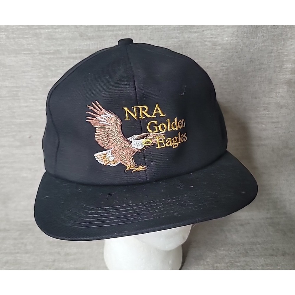 NRA Golden Eagles National Rifle Association‎ Black Mens USA Strap Back Hat